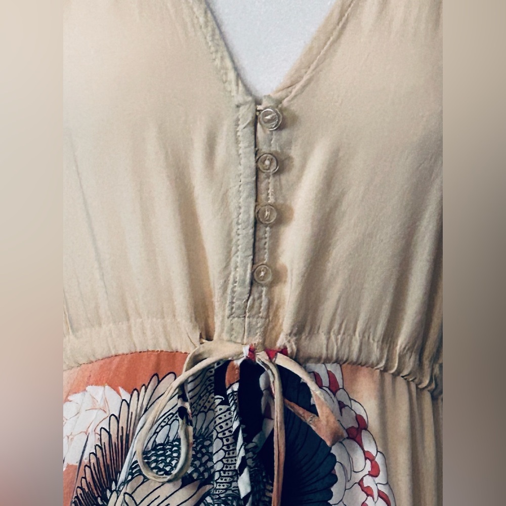 JAASE Boho XS Dress Floral Maxi Dress Patterned Long Peasant Tie Flowers Flowy - Picture 10 of 11
